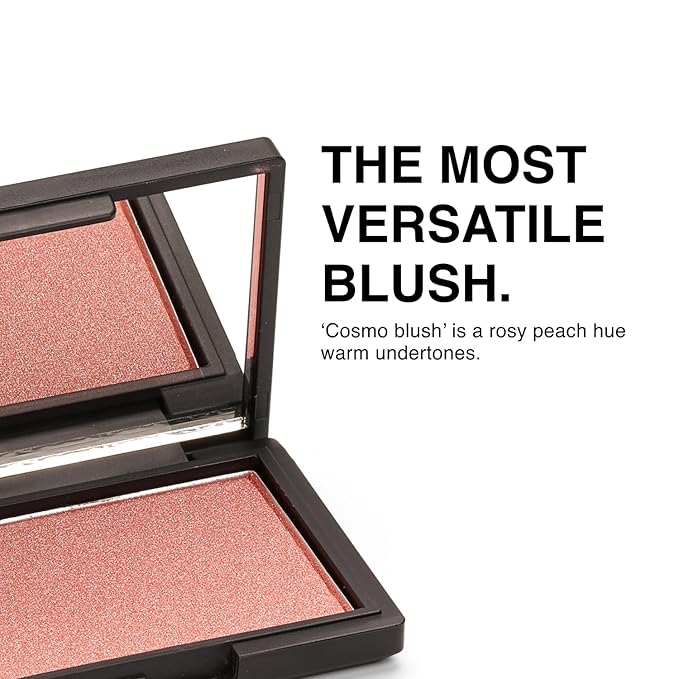 Makeup Powder Blusher - "Cosmo" - 4g / 0.141 oz - Full Coverage, Natural Blush - Soft, Buildable Pink, Coral, Peach & Golden Hues - Matte & Shimmering Shades Gives Cheeks a Radiant Glow