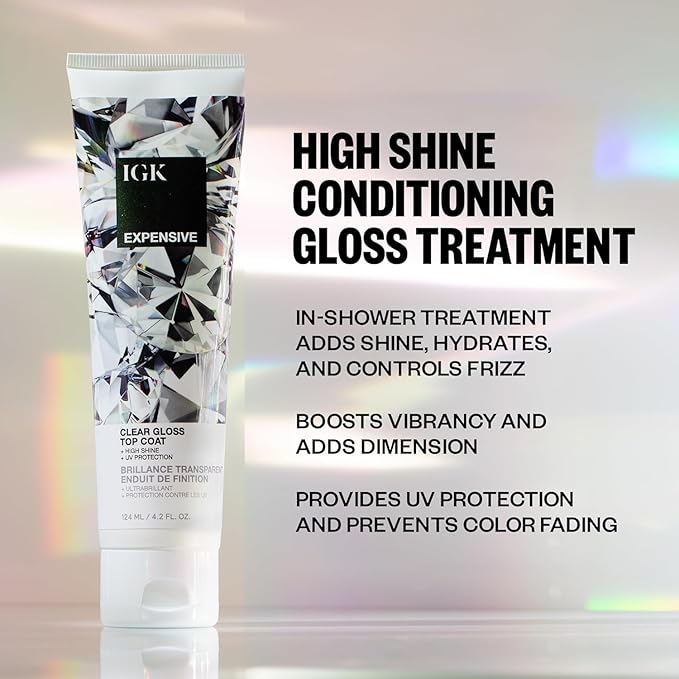 IGK EXPENSIVE Clear Gloss Top Coat | Shine + Strengthen + Smooth | Vegan + Cruelty Free | 4.2 Oz (Pack of 2)