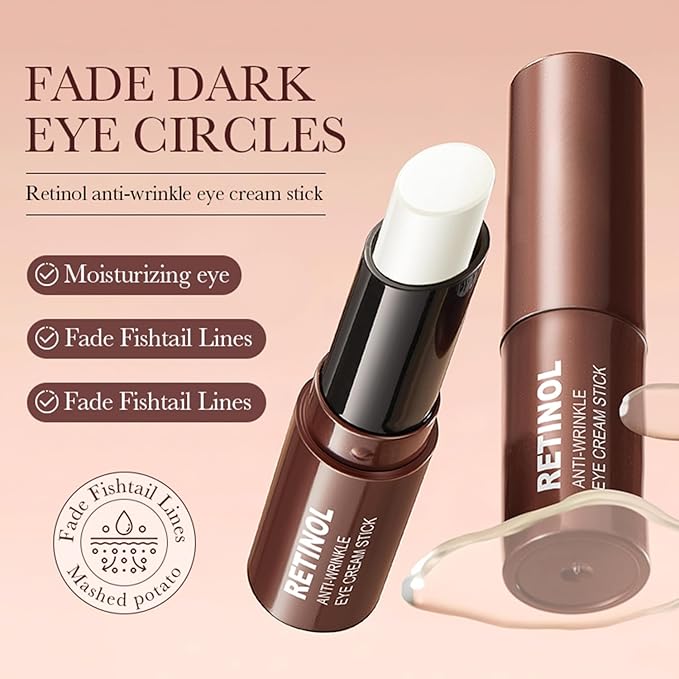 Retinol Eye Cream Stick for Dark Circles Under Eye Treatment, Puffiness and Bags - Firming & Hydrating Eye Cream for Anti-Aging Results in 3-4 Weeks
