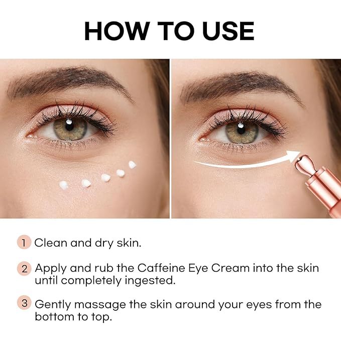 Eye Cream for Dark Circles and Puffiness: Caffeine - Retinol Cream- Anti Aging Wrinkles With Collagen Hyaluronic Acid Fine Lines Depuffer in 3-4 Weeks-15 mL