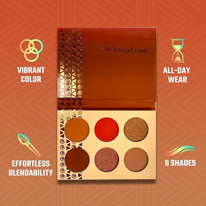 Juvia's Place Palette The Bronzed Rustic - Shades of 6, Professional Eye Makeup, Pigmented Palette, Makeup Palette for Eye Color & Shine