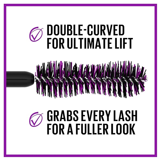 Maybelline The Falsies Lash Lift Washable Mascara Volumizing, Lengthening, Lifting, Curling, Multiplying, Eye Makeup, Ultra Black, 1 Count