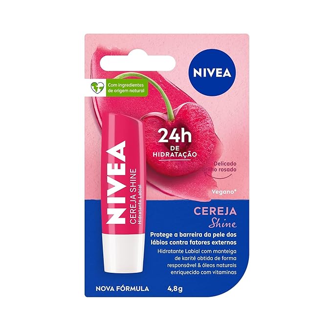 NIVEA Cherry Shine Lip Moisturizer Deep Hydration 4, 8g, Nivea, Cherry