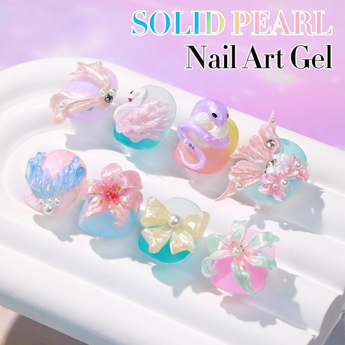Double Rhythm 3D Nail Gel Pearl Solid Sculpting Gel for Nail Art Non-Sticky Hard Gel for Building Carving Molding Nail Extension Soak Off UV/LED Nail Art Salon Home DIY 0.5 Oz (Pink-Silk 04)