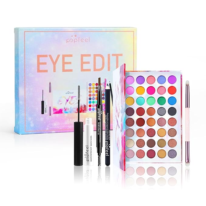All in One Makeup Kit for Women Full Kit Girls Makeup Gift Sets Xmas Essential Bundle Include Eyeshadow Palette Lipstick Blush Concealer Eyeliner Mascara Foundation Brush Eyebrow Pencil