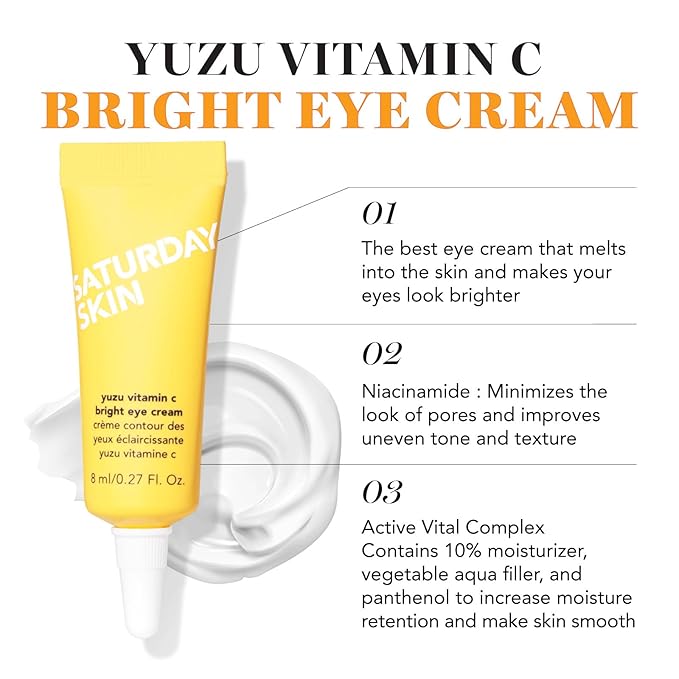 Saturday Skin 3-Piece Skin Care Set Yuzu Vitamin C Sleep Mask Yuzu Vitamin C Bright Toner and Eye Cream Overnight Facial Masks Korean Beauty Best Vitamin C Skincare Set