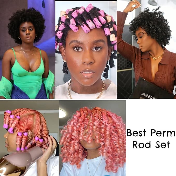 20pcs Women's Perm Rods Set for Natural Hair: 2 Sizes Cold Wave Hair Rollers for Curling and Styling All Hair Lengths - DIY Hairdressing Tools (Purple)