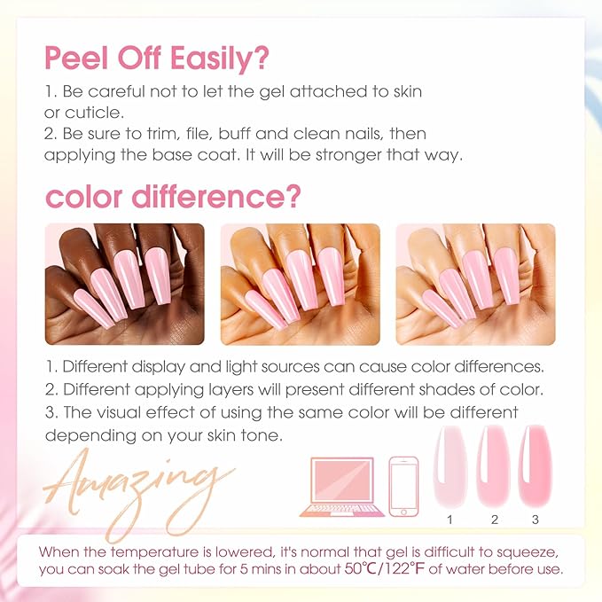 ROSALIND Poly Nail Gel Kit -14 Colors Nail Art Accessories kit Clear Nude Nail Extension Gel Starter with Slip Solution White Nude Pink Nail Extensions Gels Set with Mini UV Lamp