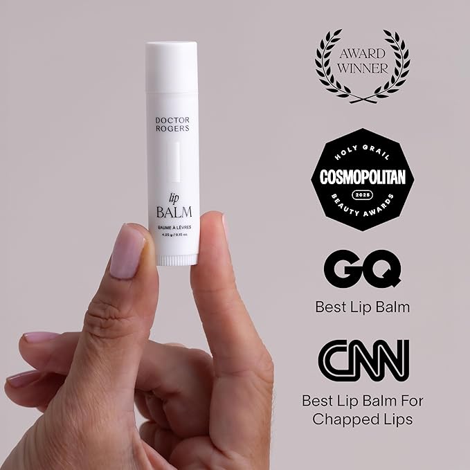 Doctor Rogers Lip Balm, Hydrating and Softening Lip Moisturizer For Very Dry Lips, Dermatologist-Created, Natural, & Hypoallergenic Moisturizing Lip Balms, 4.25g Tube, Pack of 3