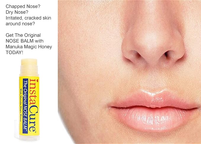 InstaCure's Original Nose Balm Fast Relief for Cracked, Dry & Sore Noses! Ultra-Moisturizing Lip Repair Duo. Calming Lavender & Vanilla Overnight Lip Mask + Cooling Sweet Vanilla Mint Daytime Lip Balm