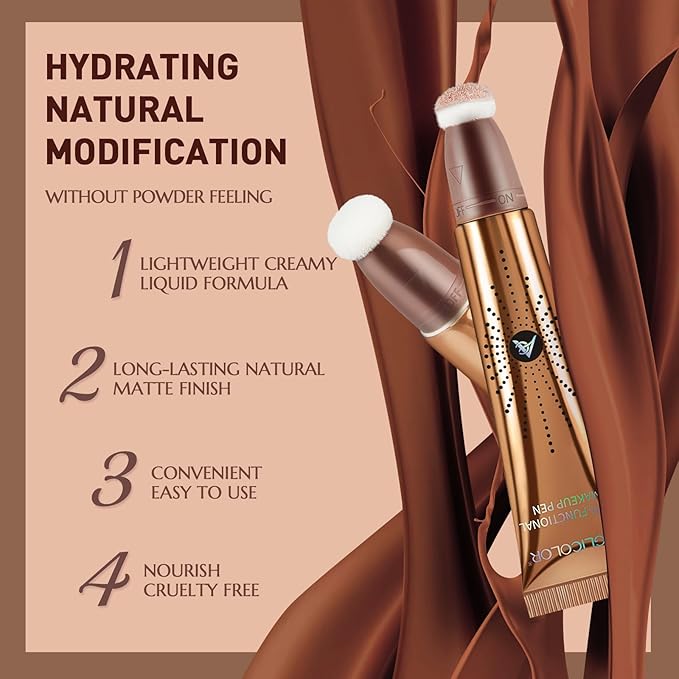 Contour Stick With Cushion Applicator,Liquid Contour Wand,Cream Contour Smooth,Bronzer Stick Lightweight Liquid Bronzer For Face (03)