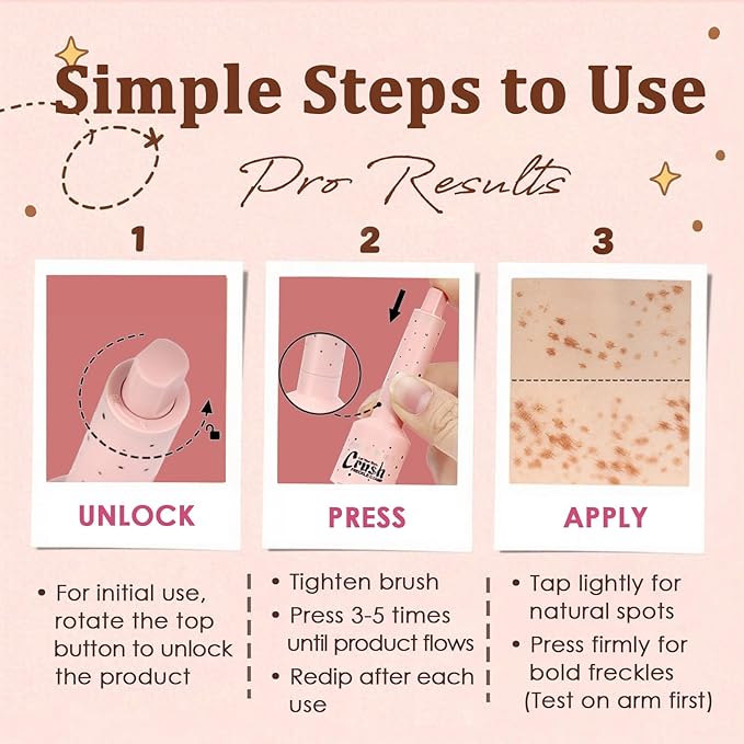 Faux Freckle Pen Waterproof – Faux Freckles Maker for Natural Sun-Kissed Look, Quick-Dry & Long-Lasting, Easy One-Press Application, Cute & Trendy Gift for Women & Girls - 02 Medium