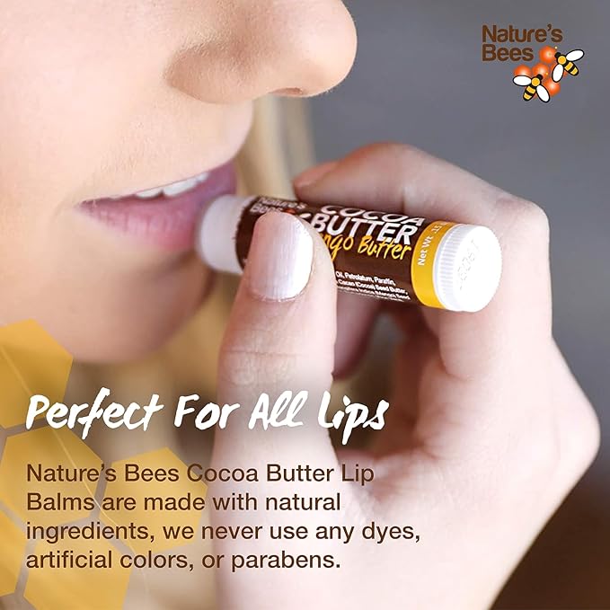 Nature's Bees - Cocoa Butter Lip Balm Moisturizer - Original 96 Pack, 4 Flavors - Original, Shea Butter, Mango Butter, Olive Oil - Made w/Coconut Oil, Beeswax, Vitamin E, Aloe - 0.15oz (4.2g)