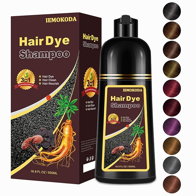 Wine Red Hair Dye Shampoo 3 in 1, Long-lasting & Natual Hair Color Shampoo, Herbal Ingredients Natural Shampoo Hair Dye Effect in Minutes, Gifts for Men Women 500ml