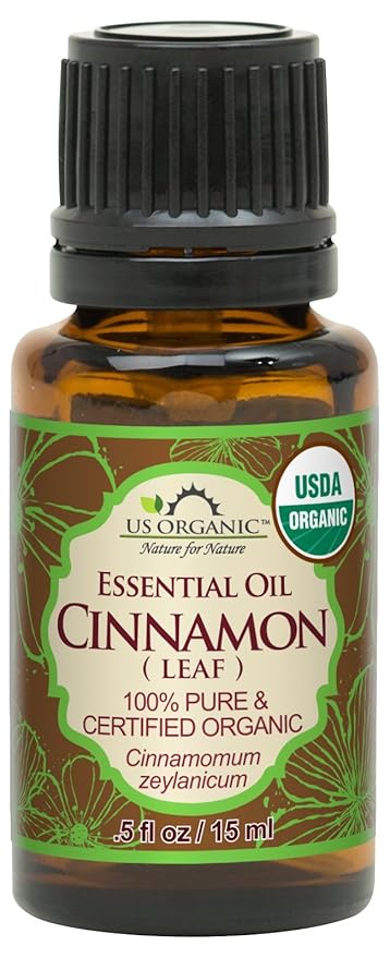 US Organic 100% Pure Cinnamon Leaf Essential Oil - USDA Certified Organic, Steam Distilled - W/Euro Dropper (More Size Variations Available) (15 ml / .5 fl oz)