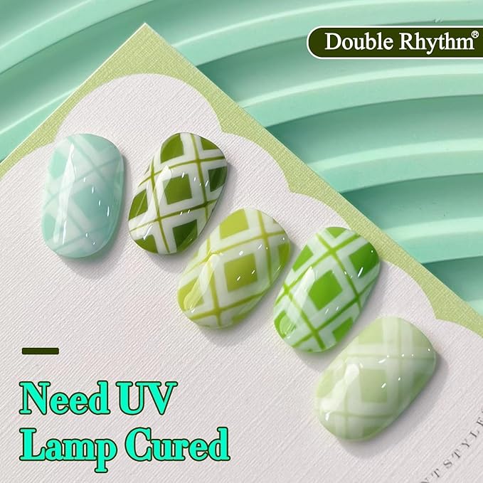 Double Rhythm 6 Pcs 15 ML Gel Polish Set Same Color Same Bottle Soak Off Gel Polish Kit Nail Art Manicure Salon DIY at Home for Women (Light Dark Green Olive Teal-T6-15)