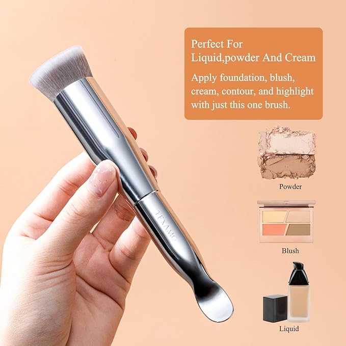 Foundation Makeup Spatula Mixing Makeup Palette Spatula Foundation Brush, Makeup Spatula and Palette Set, Spatula for Makeup Professional Makeup Tool(Foundation Bruh+Spatula+Palette)