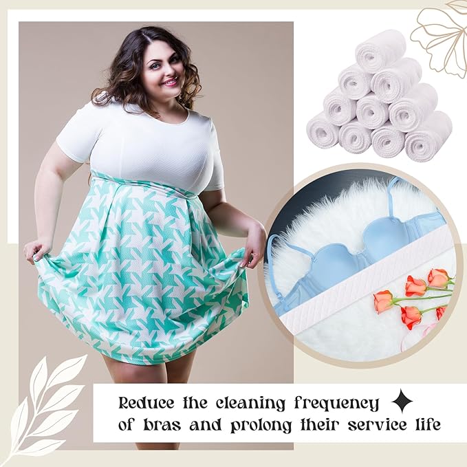 Toulite 10 Pcs Cotton Bra Liners 3 Layer Rectangle Under Bra Pads Sweat Liners for Women Sweating Supplies