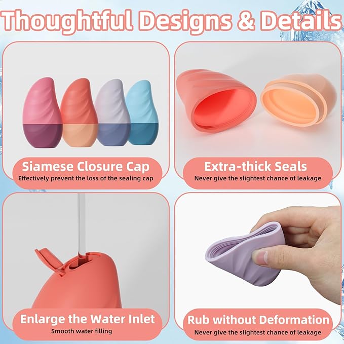 Silicone Facial Ice Cube Roller Massager, Facial Beauty Care Tool, Reusable Face Ice Mold - Brighten Skin, Reduce Puffiness for Face & Eyes (Cyan)