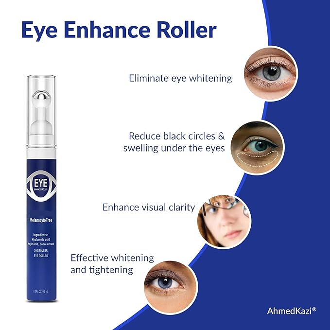 5% Caffeine Eye Serum and Under Eye Roller Cream with 360° Massage Ball for Dark Circles and Puffiness | Under Eye Bags Reduce Wrinkles & Fine Lines | Suitable for All Skin Types | Aloe Scented