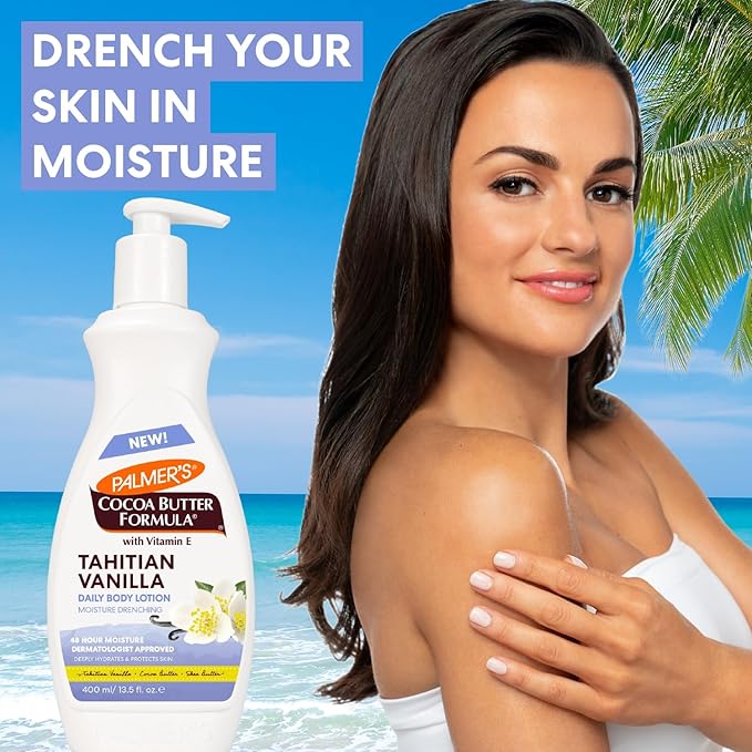 Palmer's Cocoa Butter Formula Tahitian Vanilla Body Lotion, 13.5 Oz, Daily Moisturizing Lotion for Dry Skin with Shea Butter & Vitamin E, Hydrates & Protects, Helps Provide 48-Hour Deep Moisture