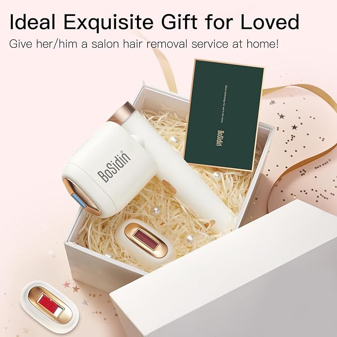 Laser Hair Removal, BoSidin IPL Hair Removal with Painless Ice-Cooling, 2-in-1 Face SR Rejuvenation, 6+1 Modes, 6 Levels Hair Removal for Women Permanent, Laser Hair Removal Kit with Shaver, Goggles