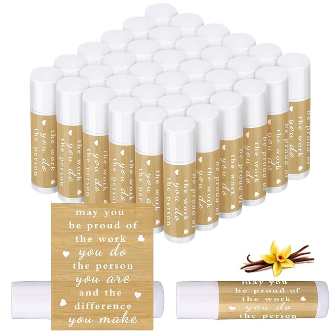 Demissle Thank You Gifts for Coworker Lip Balm Bulk Set Inspirational Appreciation Gifts Leaving Farewell Gifts Vanilla Ingredients Lips Care Products for Friends Teacher Worker Employee (72 Pcs)