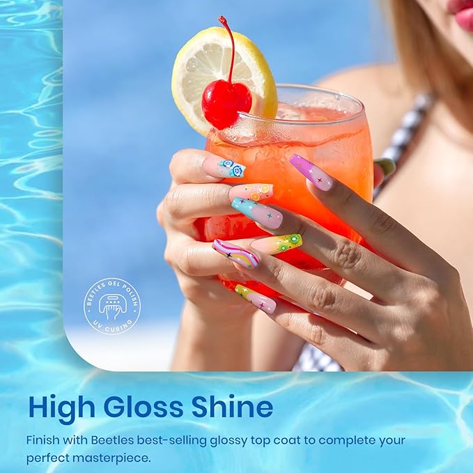 Beetles Gel Nail Polish Set, 6 Colors Bright Rainbow Nail Art Orange Blue Pink Green Neon Gel Polish Kit Soak Off UV Gel DIY Nail Art for Women Pool Party Holiday Manicure