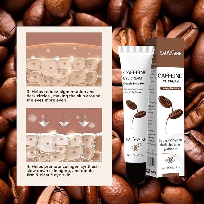 Caffeine Eye Cream for Dark Circles, Under Eye Treatment Eye Cream with Caffeine Anti Aging Wrinkles Lifting Firming Moisturizer Tightening Eye Cream 20ML