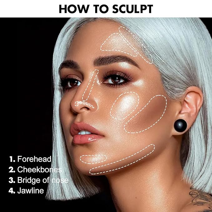 FOCALLURE 2 Pcs Mineral Cream Contour Stick,Moisturize Highlighter and Bronzer Pen,Non Stick Face Brightens & Shades Pencil,Long Lasting & Smooth Gliding Face Illuminator Makeup,23+10