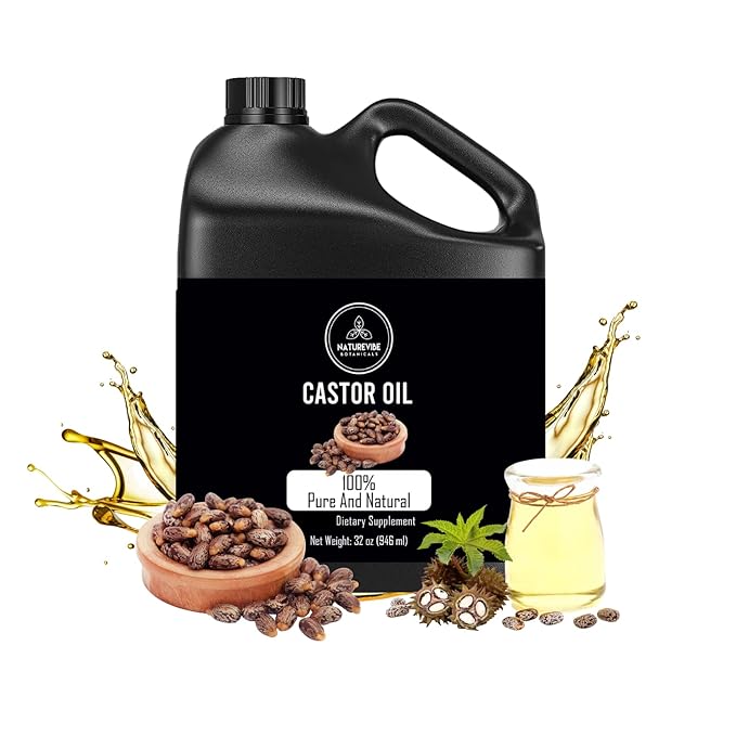 Naturevibe Botanicals Castor Oil 32 Ounces | 100% Pure and Natural | Great for Skin Care and Hair Care | Hexane Free Unrefined Oil for Enhanced Eyebrows and Eyelashes 32 Fl Oz | 946ml
