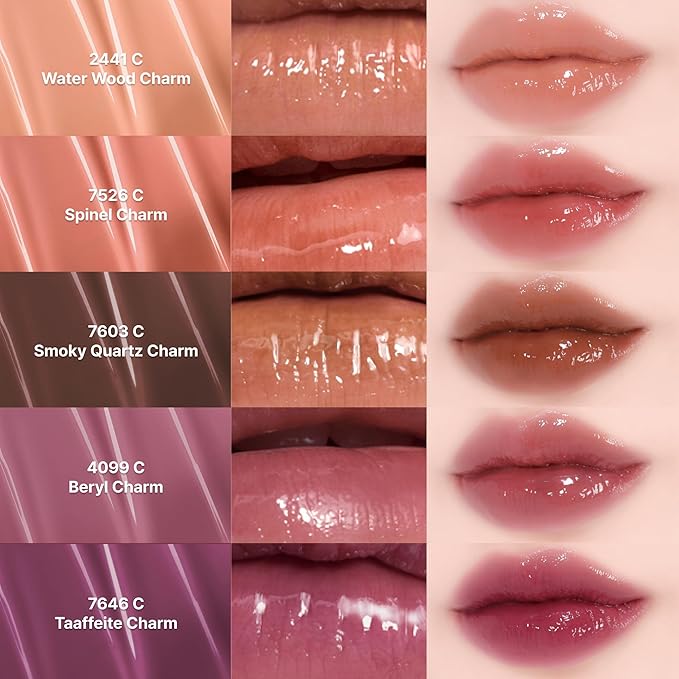 ENTROPY Makeup 2-in-1 Charm Shiny Glowy Lip & Cheek Gloss Tint Keychain, High Pigment Glossy Lip Color & Plumping Gloss, C9 Berly Charm