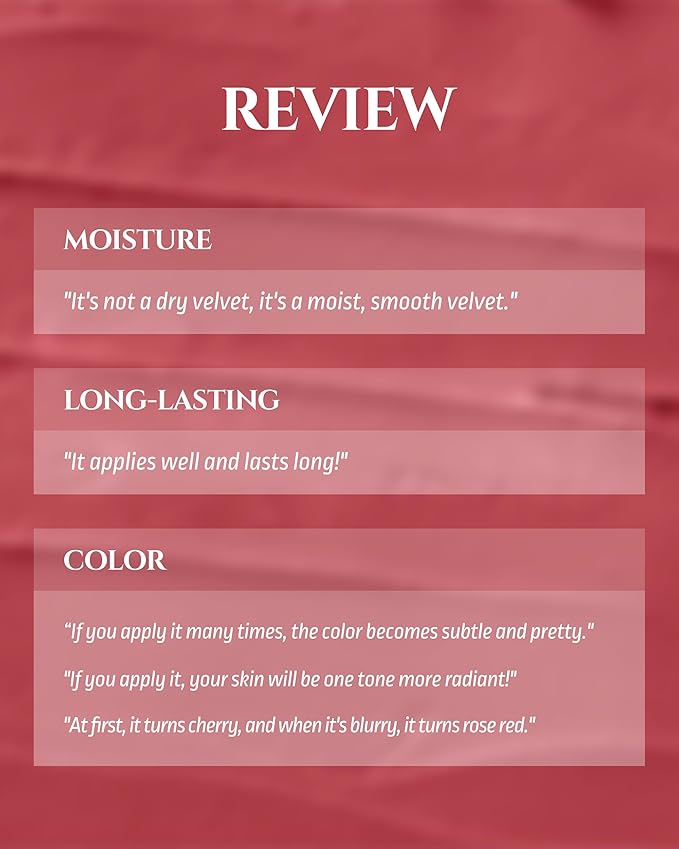 HEVVYMAKEUP Blurring Effect Lip Tint - Airy Velvet Matte Lips - Vegan, Longwear, Vibrant, Buildable Creamy Soft Texture - Korean Lip Makeup, Dear Sorbet, 0.13 fl.oz.