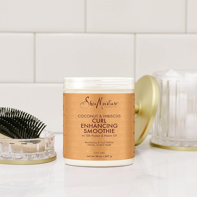 SheaMoisture Curl Enhancing Smoothie Hair Cream Coconut and Hibiscus for Thick, Curly Hair Sulfate Free and Paraben Free Curl Cream 20 oz