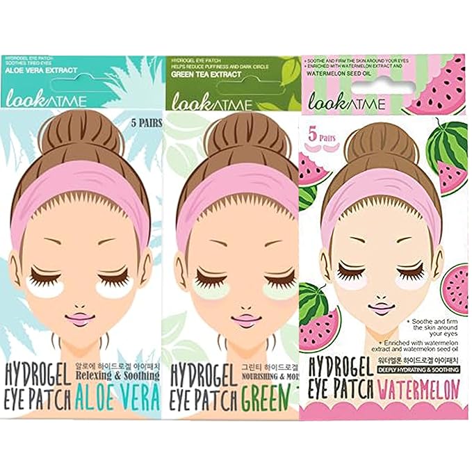 Under Eye Patches for Dark Circles and Puffiness - Korean Skin Care Caffeine Collagen Eye Patches for Puffy Eyes - Hydrogel Eye Patch - Aloe Vera, Watermelon, Green Tea Gel Eye Pads - 75 Pairs
