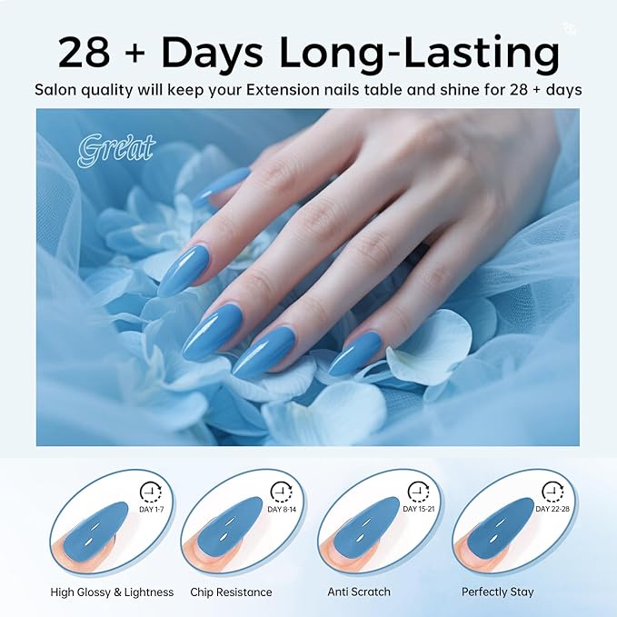 JEWHITENY Poly Nail Gel Kit 14 Colors Purple Nude Grey Black Blue Glitter Tones Starter Kit with UV Lamp Matte & Glossy Top & Base Coat All-in-One Designs DIY At Home