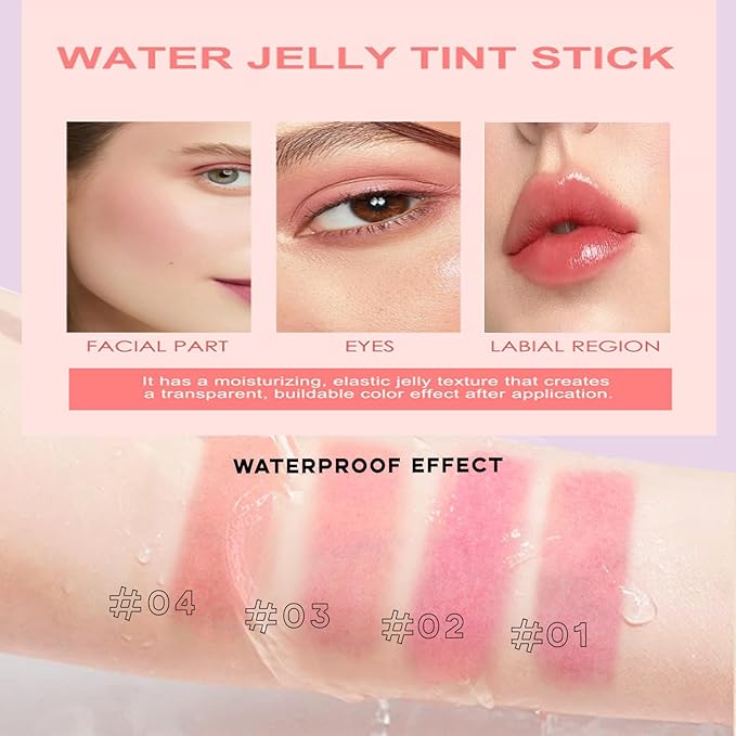 Milk Jelly Blush - Milk Blush - Sheer Cheek & Lip Stain，Long Lasting Milk Jelly Tint Have Transparent & Bright Colors (#1 poppy pink)