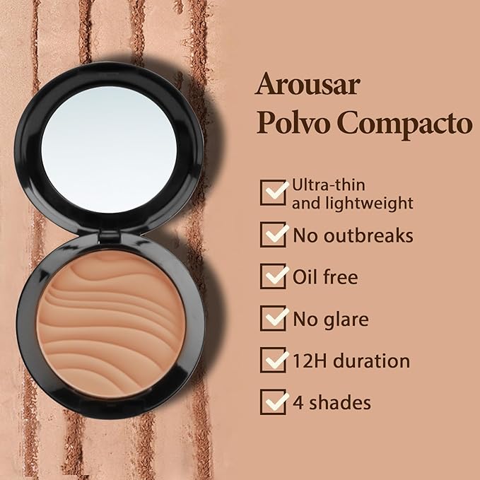 Pressed Face Powder, Flawless and Oil Control Pressed Setting Powder, Long Lasting Matte Finish 4# COCOA 04