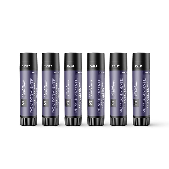 Natural Inspirations Ultra Hydrating SPF 30 Lip Butter 6 Piece Set - Pomegranate
