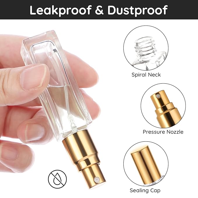 Segbeauty Perfume Travel Refillable, 5pcs 0.34 oz Portable Perfume Bottle, Empty Glass Sprayer Perfume Replacement Bottles for Travel Scent Toiletries Pump Bottle