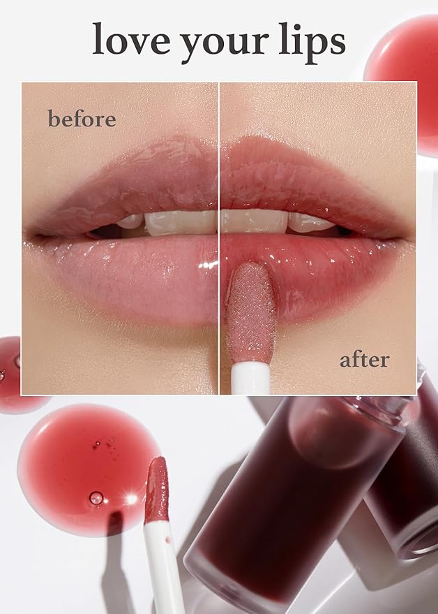 NOONI Korean Vegan Lip Oil - Applepeony, 0.12 Fl Oz + Korean Lip Oil - Applecranberry, 0.12 Fl Oz Bundle