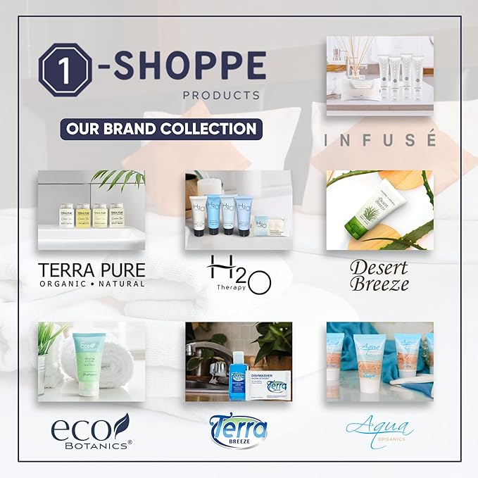 Desert Breeze Hotel Soaps and Toiletries Bulk Set | 1oz Hotel Shampoo & Conditioner, Body Wash, Body Lotion & Bar Soap | Full Pallet 49 cases with 300 units each - 14,700 pieces