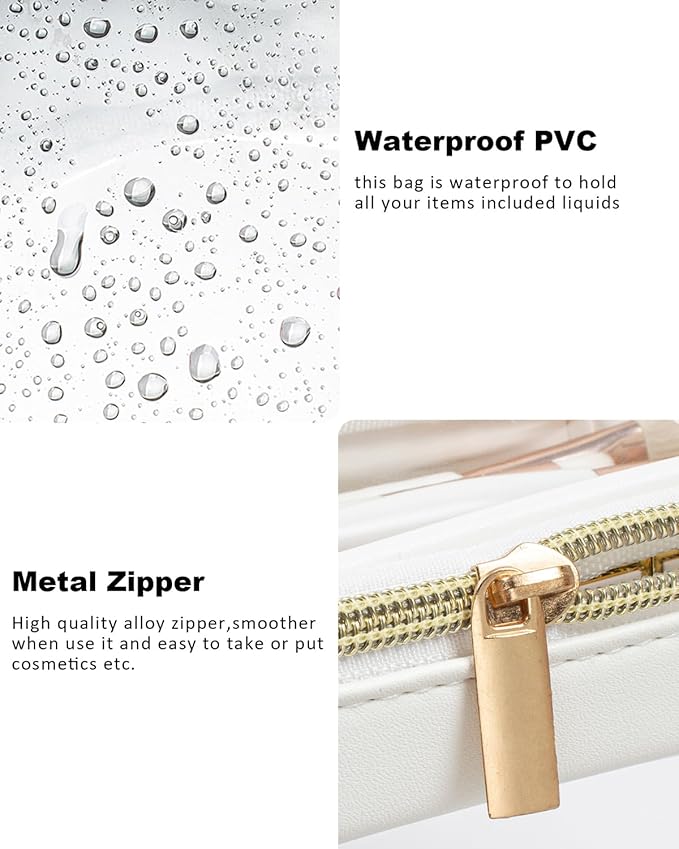 Clear Makeup Bag Small, TSA Approved Portable Toiletry Bag with Zipper Cosmetic Travel Bag Makeup Organizer Case Mini Makeup Pouch for Purse Car Organizer Bag for Women Men