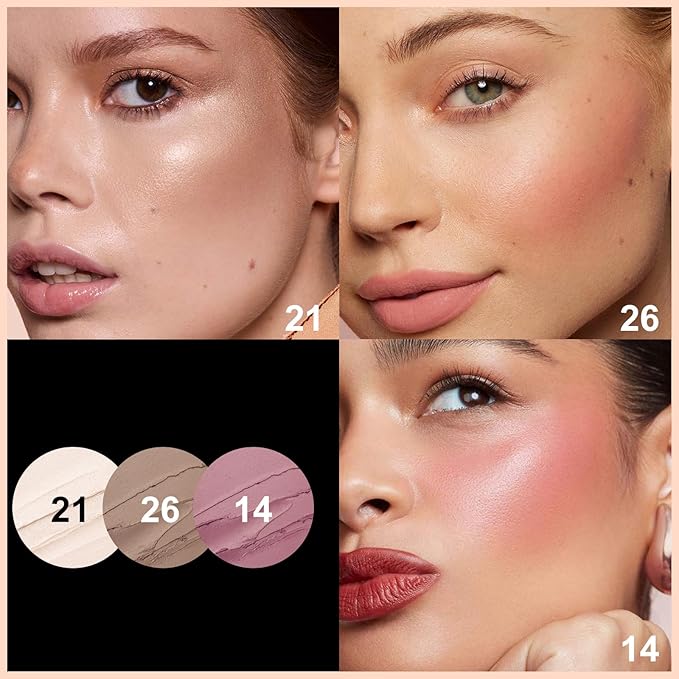 FOCALLURE 3 Pcs Cream Contour Sticks,Shades with Highlighter & Bronzer & Blush,Non-greasy Long-wear Face Contouring Pen,Easy to Sculpt the Face and Create a Lightweight Finishing Makeup,LIGHT-SKIN
