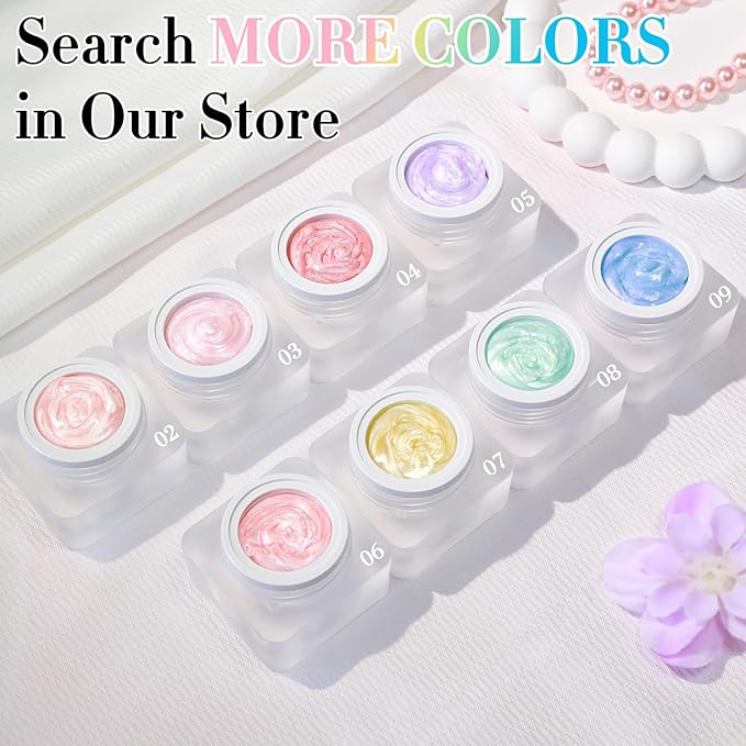 Double Rhythm 3D Nail Gel Pearl Solid Sculpting Gel for Nail Art Non-Sticky Hard for Building Carving Molding Extension Soak Off UV/LED Nail Art Salon Home DIY 0.5 Oz (Light Pink-Silk 03)