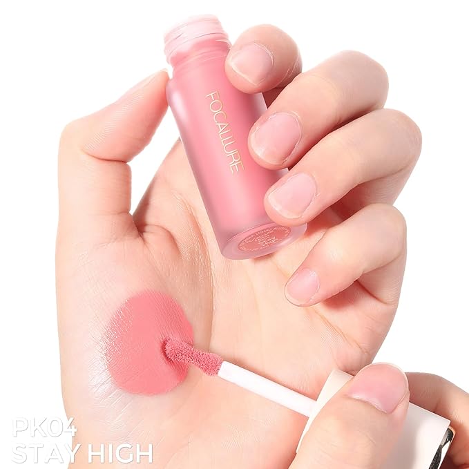 FOCALLURE Silky Cream Liquid Blush,Leaving a Matte Dewy Makeup Look,Easy to Apply and Create a Natural Flush,Long Lasting and Lightweight Cheek Blush Face Makeup,STAY HIGH