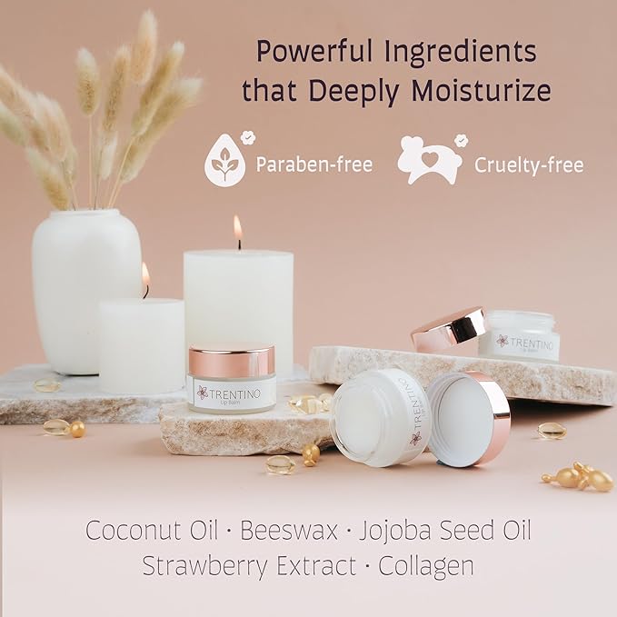 Restore & Plump Coconut Lip Balm – Lip Hydration with Collagen Peptide & Shea Butter & Vitamin E – Lip Plumper/Mask - Lip Repair for Dry Cracked Lips