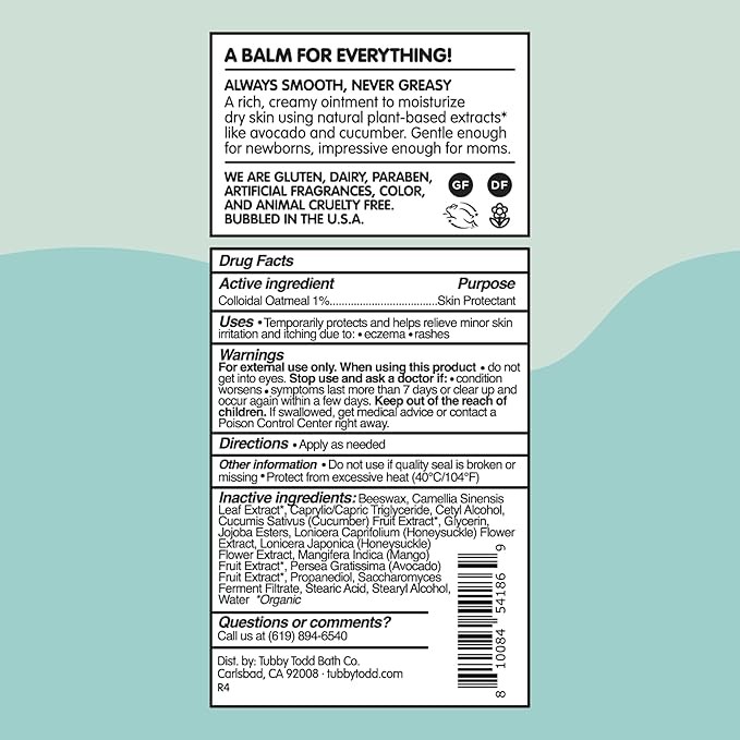 Tubby Todd New Baby & Mom Sensitive Skincare Kit - The Mama + Baby Gift Set - Baby Shampoo and Body Wash, All Over Ointment, Belly Oil & Nipple Balm - Standard Size Lavender Rosemary