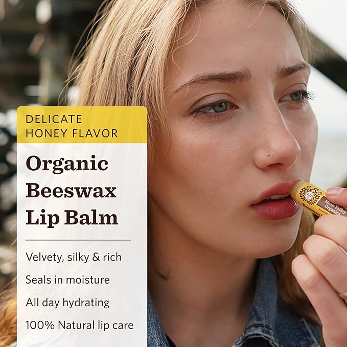 Moon Valley Organics Beeswax Lip Balm for Moisturizing Lips and Cuticles (SWEET HONEY, 3-Pack)