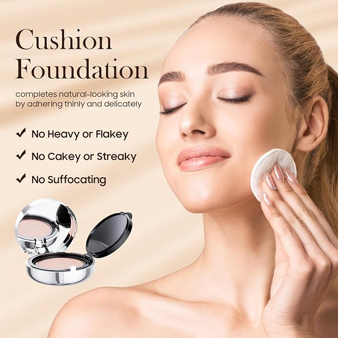 Mushroom Head Air Cushion CC Cream - BB Cream Foundation Makeup Moisturizing Concealer Long-Lasting, Cushion Foundation Full Coverage Self Adjusting (Ivory, 1 PCS)